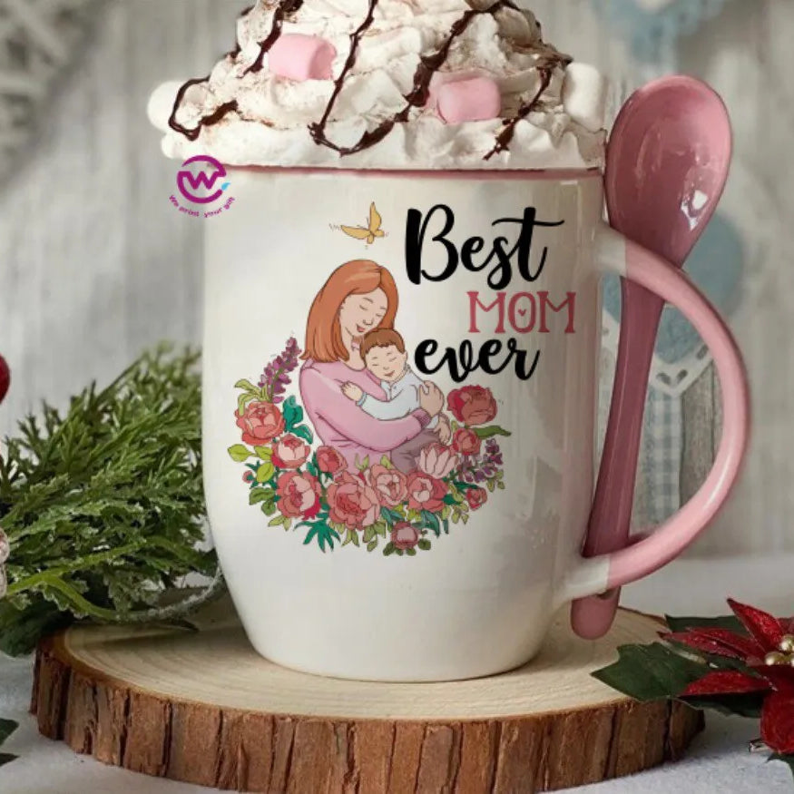Mug with Spoon- Mom designs - WE PRINT