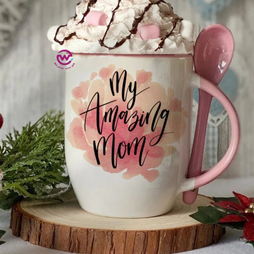 Mug with Spoon- Mom designs - WE PRINT
