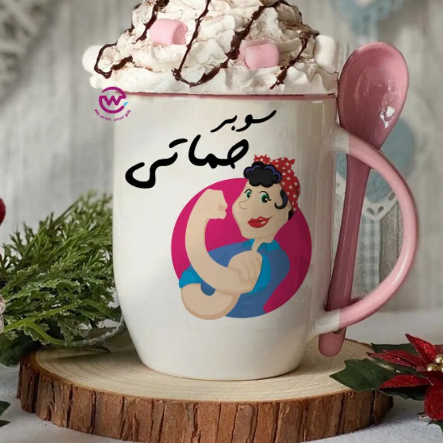 Mug with Spoon- Mom designs - WE PRINT