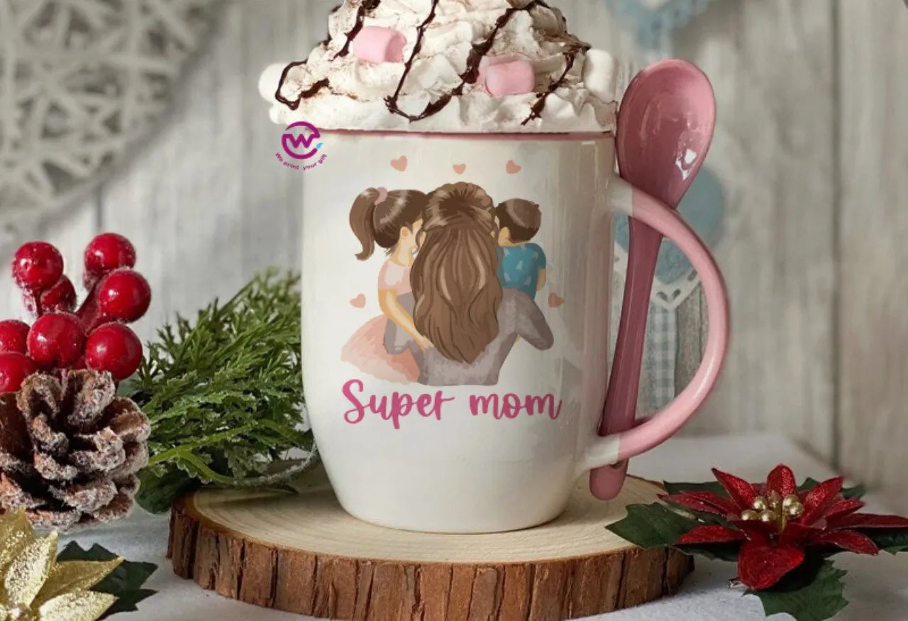 Mug with Spoon- Mom designs - WE PRINT