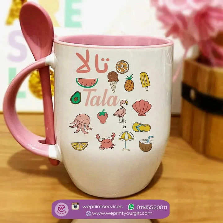 Mug-With Spoon - Names-D - WE PRINT