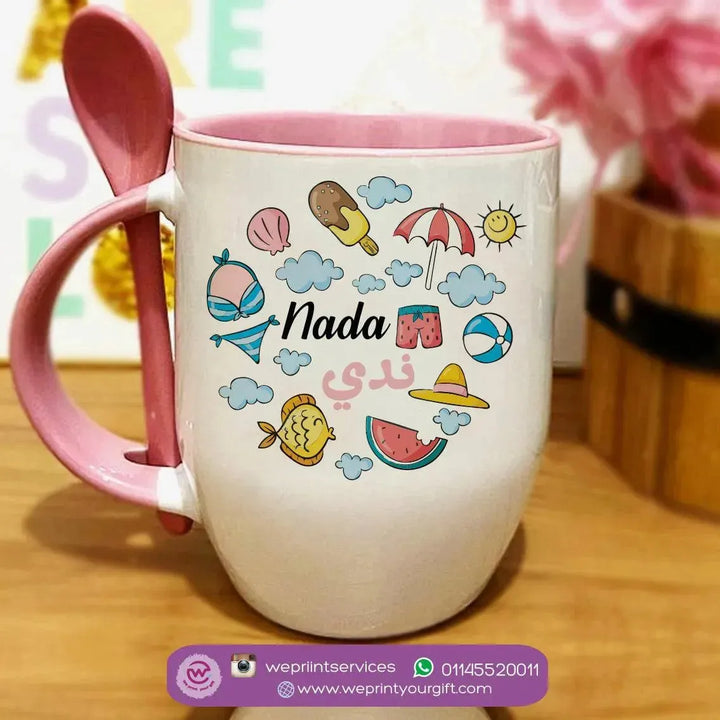 Mug-With Spoon - Names-D - WE PRINT