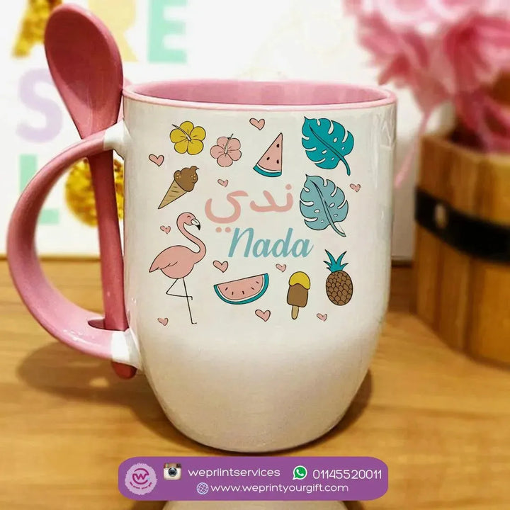 Mug-With Spoon - Names-D - WE PRINT