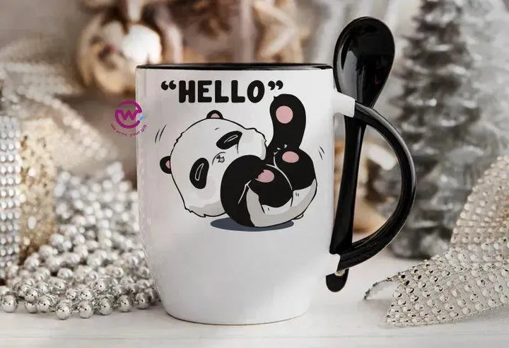 Mug-With Spoon - panda - WE PRINT