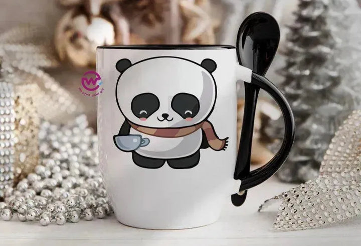 Mug-With Spoon - panda - WE PRINT