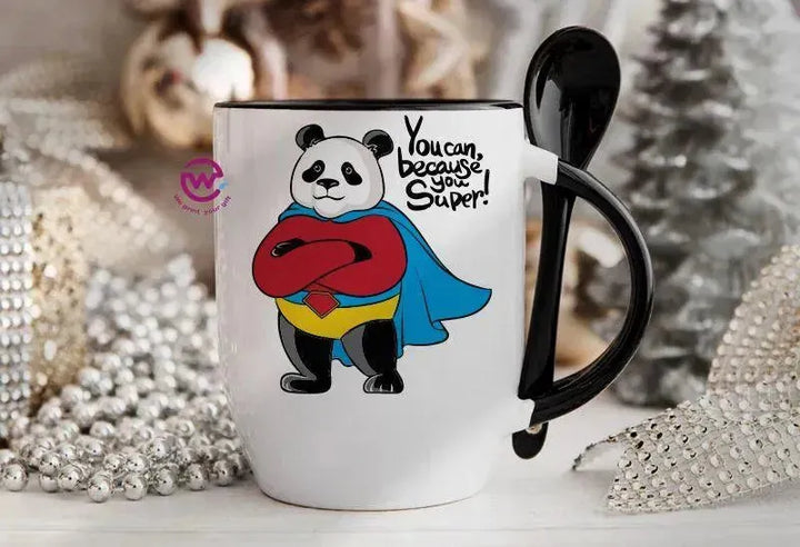 Mug-With Spoon - panda - WE PRINT