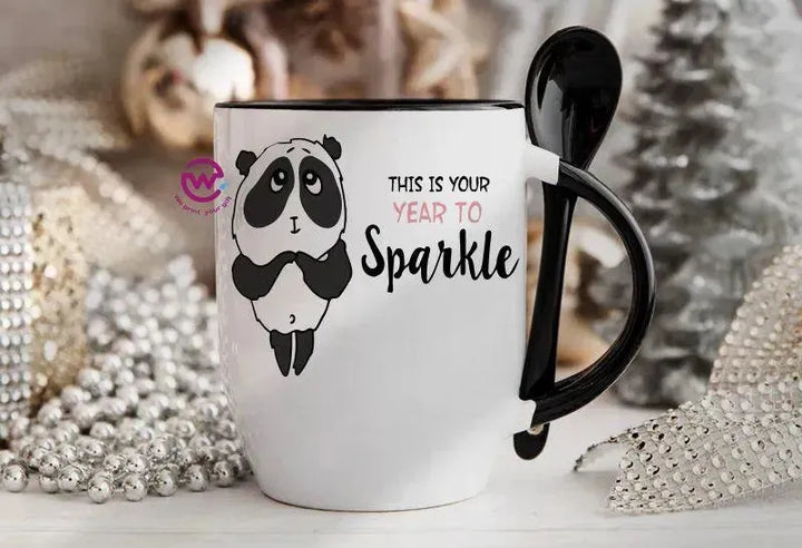 Mug-With Spoon - panda - WE PRINT