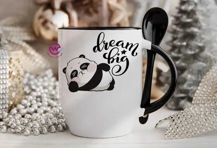 Mug-With Spoon - panda - WE PRINT