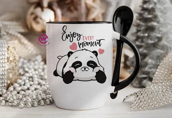 Mug-With Spoon - panda - WE PRINT