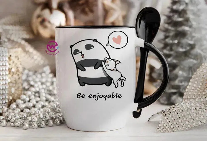 Mug-With Spoon - panda - WE PRINT