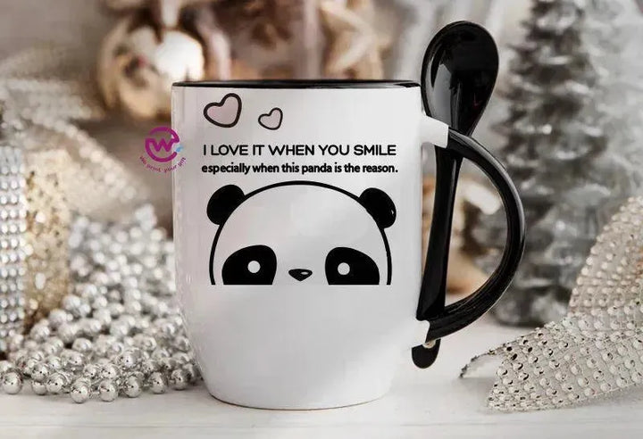 Mug-With Spoon - panda - WE PRINT