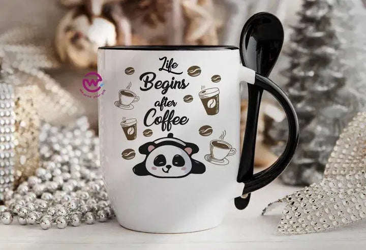 Mug-With Spoon - panda - WE PRINT