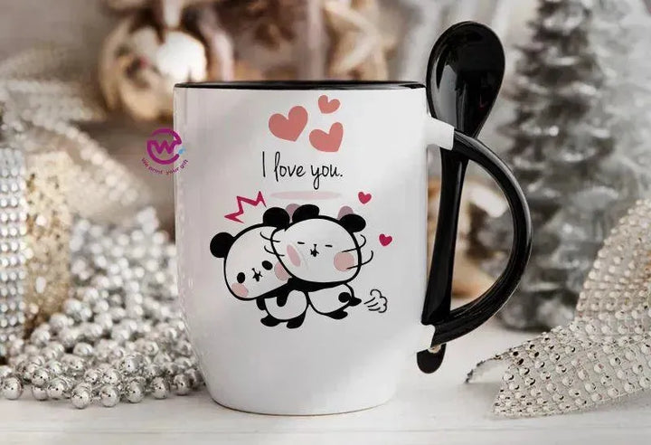 Mug-With Spoon - panda - WE PRINT