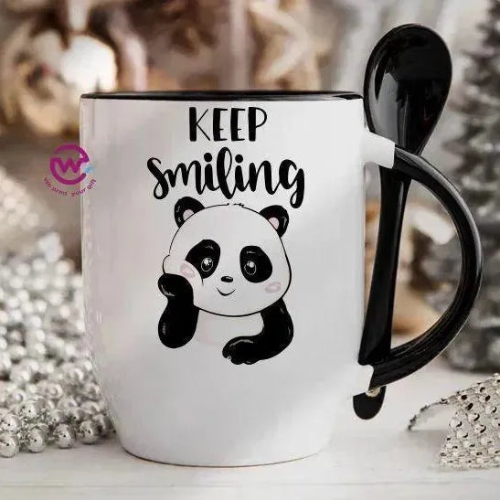 Mug-With Spoon - panda - WE PRINT
