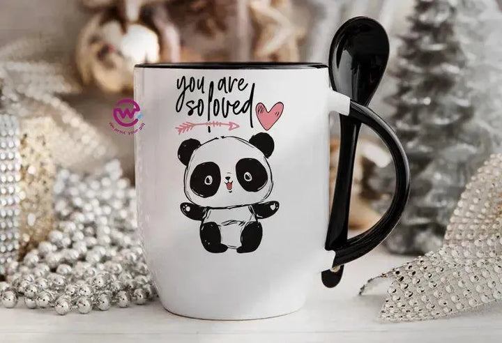 Mug-With Spoon - panda - WE PRINT