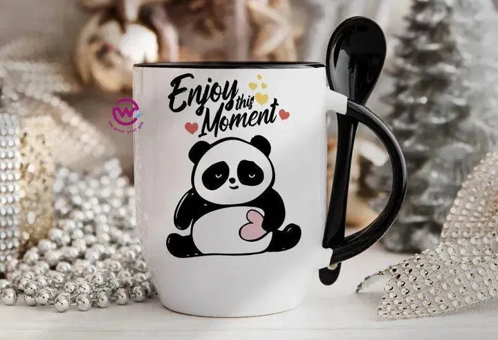 Mug-With Spoon - panda - WE PRINT