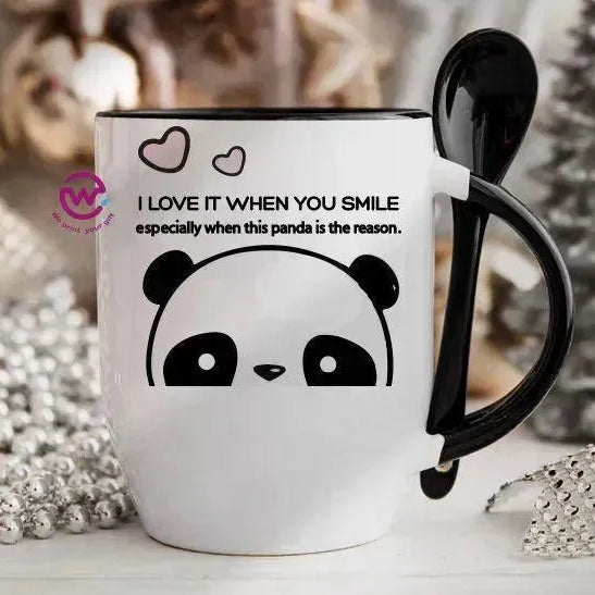 Mug-With Spoon - panda - WE PRINT