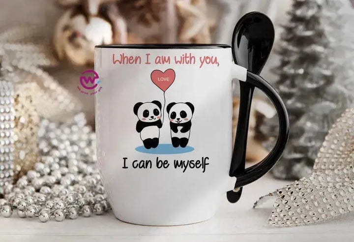 Mug-With Spoon - panda - WE PRINT