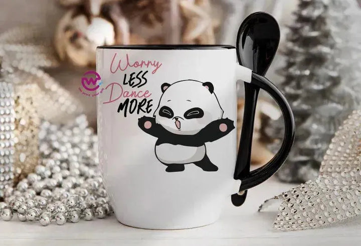 Mug-With Spoon - panda - WE PRINT