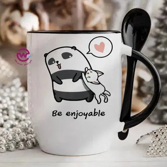 Mug-With Spoon - panda - WE PRINT