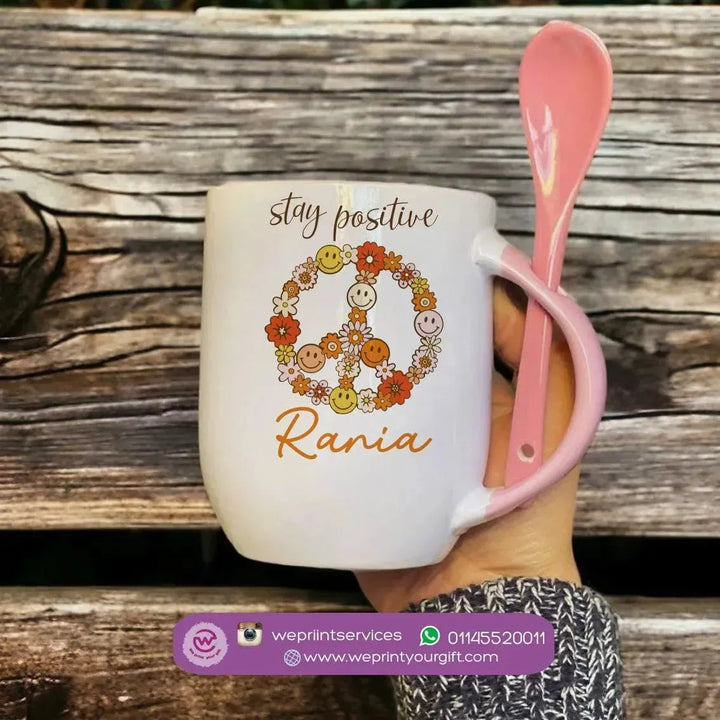 Mug-With Spoon -Retro-A - WE PRINT