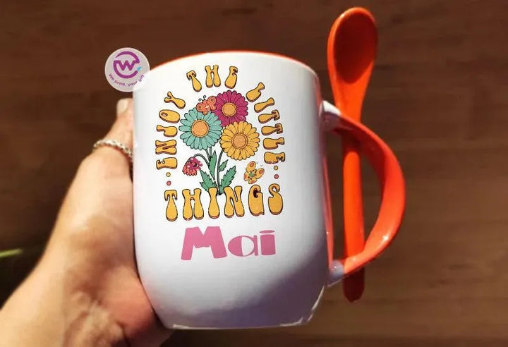 Mug-With Spoon - Retro - WE PRINT