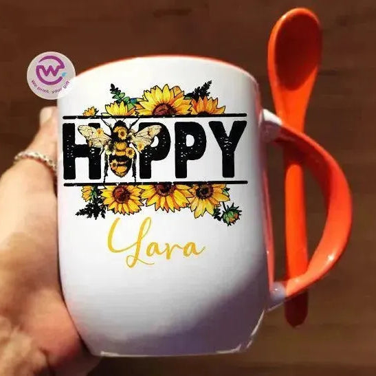 Mug-With Spoon - Retro - WE PRINT