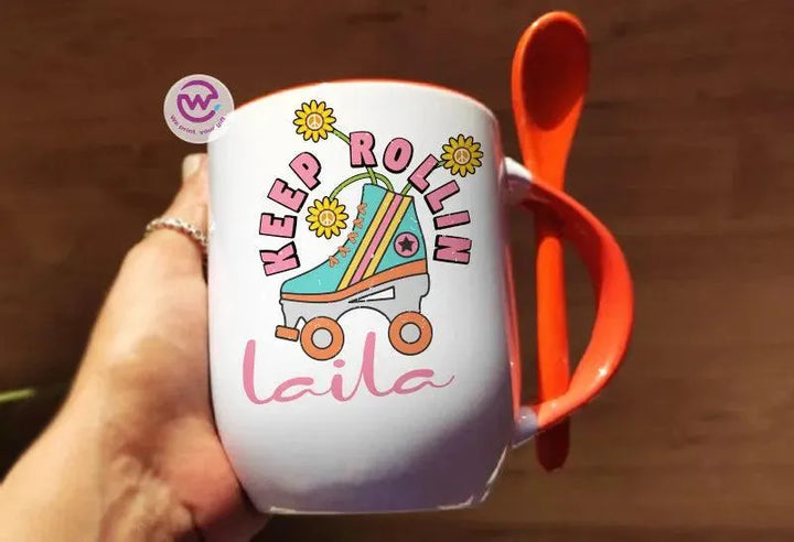 Mug-With Spoon - Retro - WE PRINT