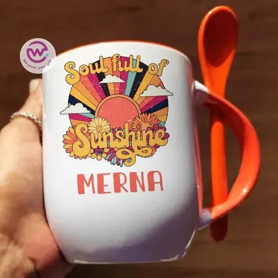 Mug-With Spoon - Retro - WE PRINT