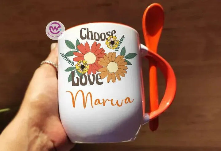 Mug-With Spoon - Retro - WE PRINT