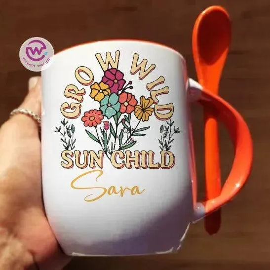 Mug-With Spoon - Retro - WE PRINT