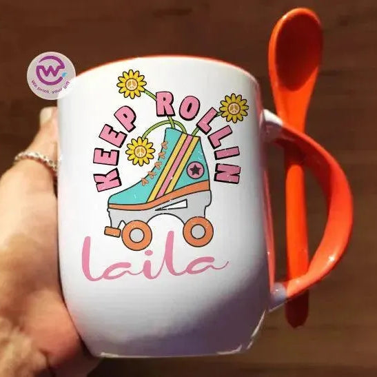 Mug-With Spoon - Retro - WE PRINT