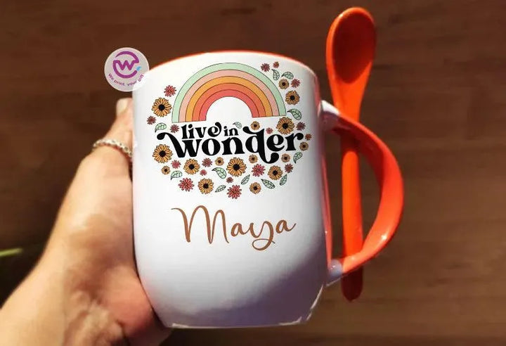 Mug-With Spoon - Retro - WE PRINT