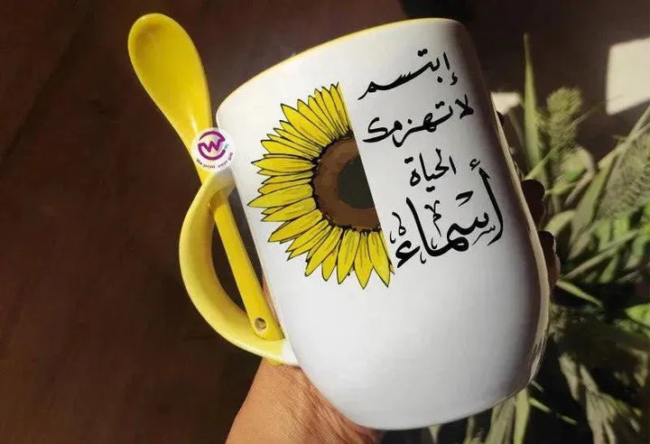 Mug-With Spoon - Sun flower - WE PRINT