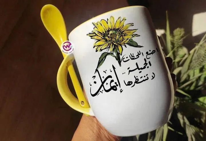 Mug-With Spoon - Sun flower - WE PRINT