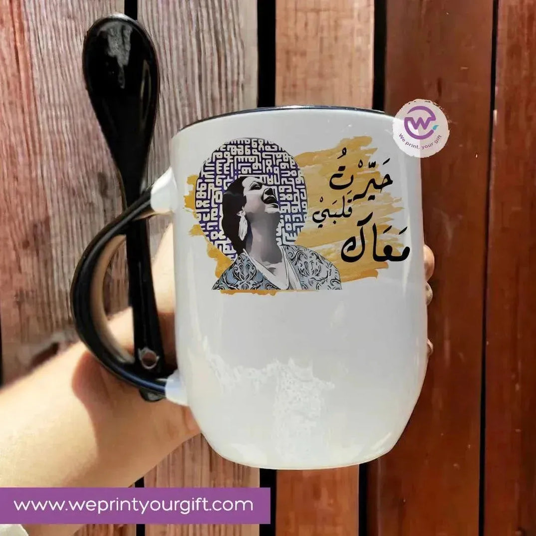 Mug-With Spoon - Umm Kulthum - WE PRINT