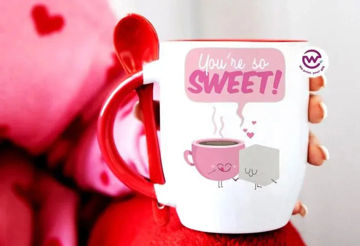 Mug-With Spoon - Valentine's Day - WE PRINT