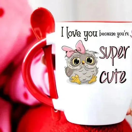 Mug-With Spoon - Valentine's Day - WE PRINT