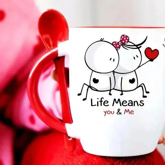 Mug-With Spoon - Valentine's Day - WE PRINT