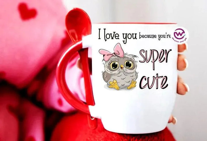 Mug-With Spoon - Valentine's Day - WE PRINT