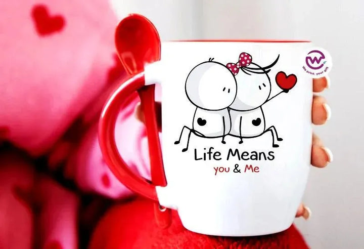 Mug-With Spoon - Valentine's Day - WE PRINT