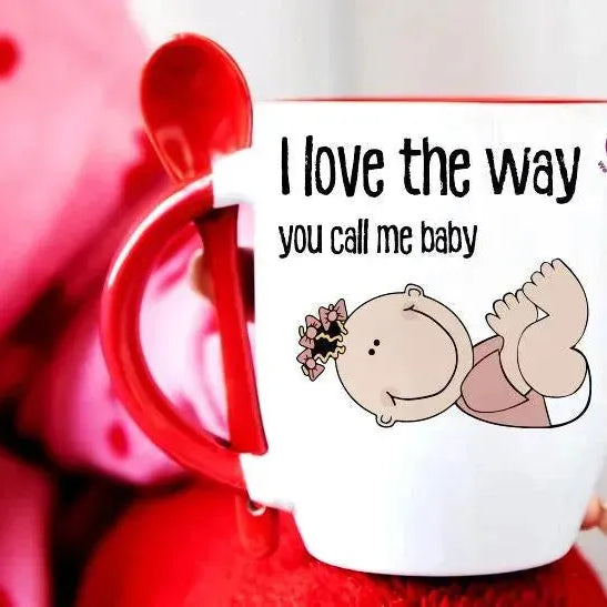 Mug-With Spoon - Valentine's Day - WE PRINT