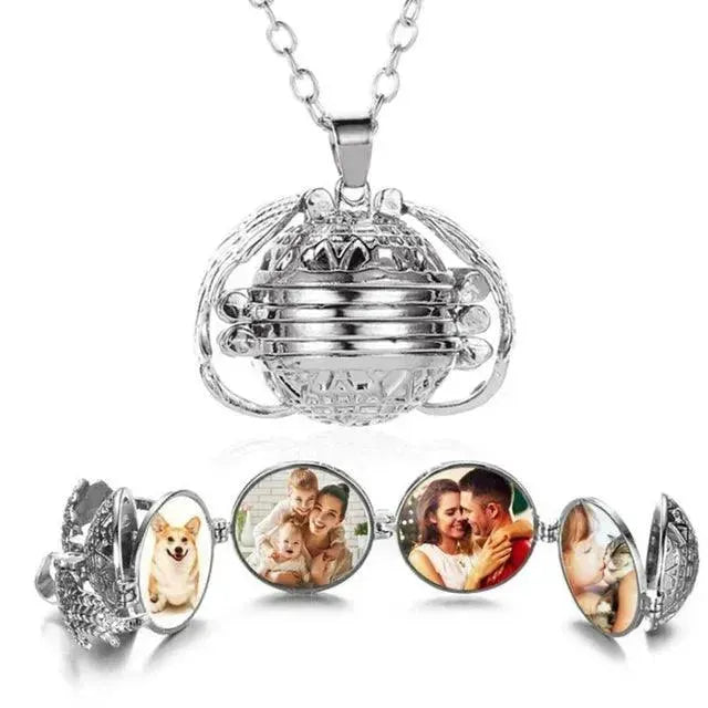 Necklace -Angel Wings with 4 photos - WE PRINT