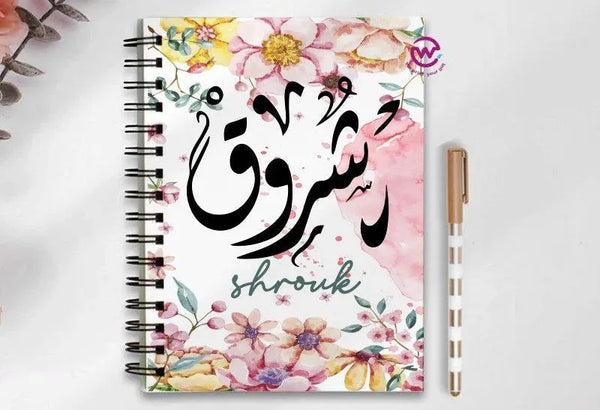 Notebook - A5 Size - Names-flowers background - WE PRINT