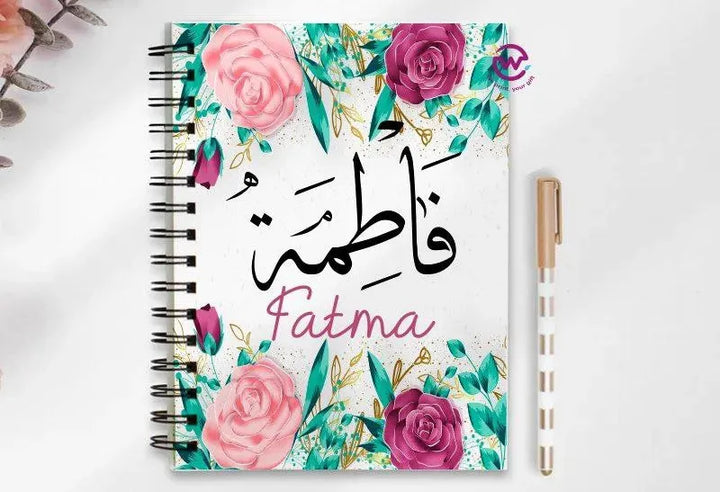 Notebook - A5 Size - Names-flowers background - WE PRINT