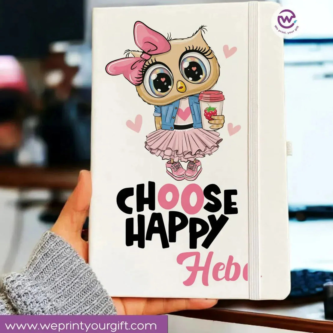 Notebook with Elastic Band - OWL - WE PRINT