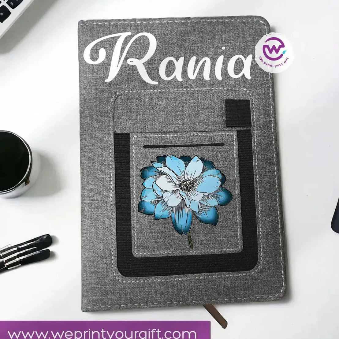 Notebook with fabric Cover& pocket- Names -A - WE PRINT