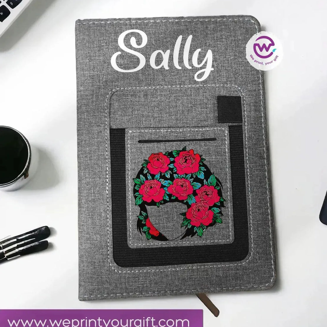 Notebook with fabric Cover& pocket- Names -A - WE PRINT