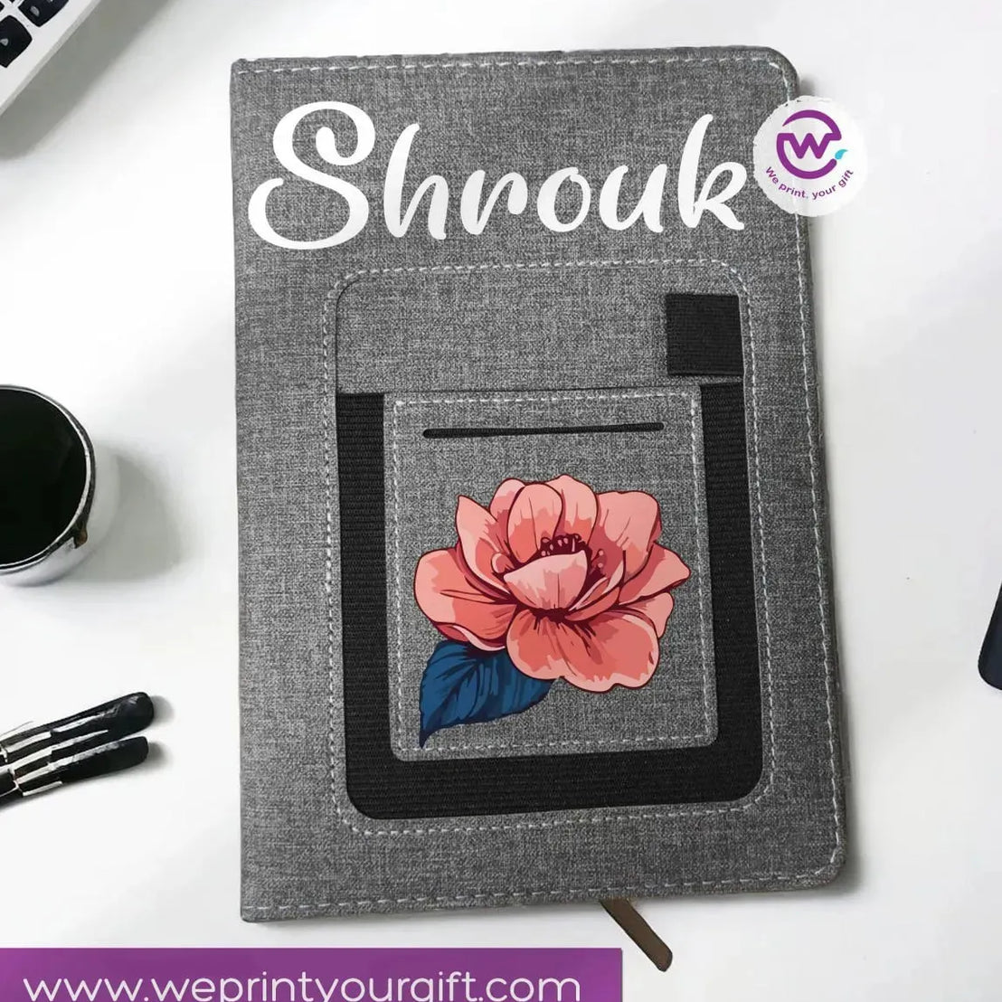 Notebook with fabric Cover& pocket- Names -A - WE PRINT