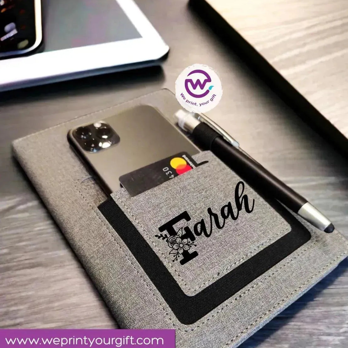 Notebook with fabric Cover& pocket- Names - WE PRINT